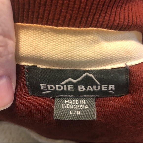 Eddie Bauer mens full zip Sherpa lined sweater size large - Picture 6 of 6